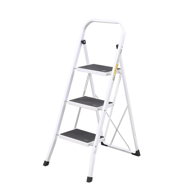 Folding Step Stool Ladder with Wide Anti-Slip Pedal Rubber Handle Feet Steel Ladder